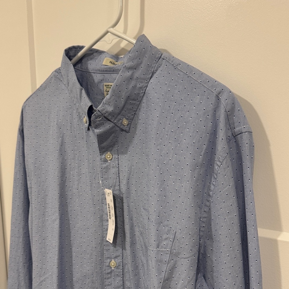 J. Crew Secret Wash Men's Light Blue Button-Down Shirt Long Sleeve Slim XL NWT - Picture 7 of 10